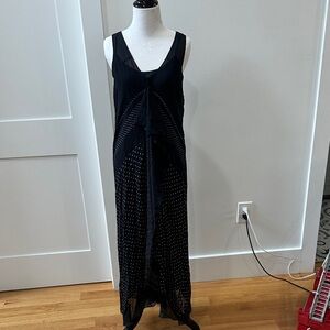 2000s PureDKNY Elegant Blue Sleeveless Dress with Polka Dots | Size S